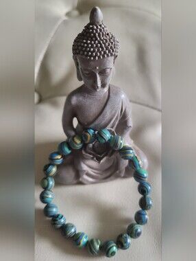 ✨ Hand-Strung 8mm Marbled Stone Bracelet ✨